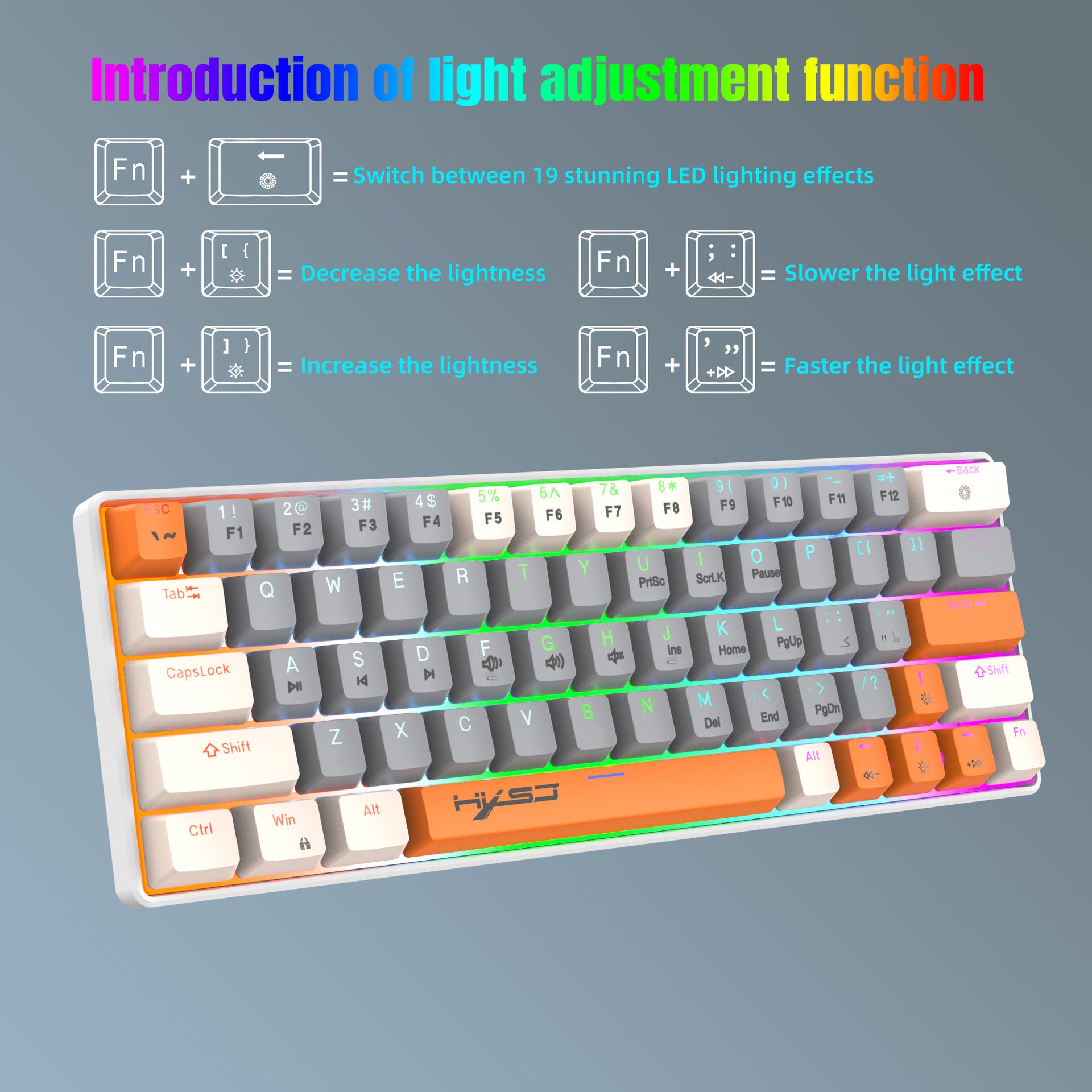 63-Key RGB Mechanical Gaming Keyboard – Compact 60% Wired Keyboard with Type-C Cable & Red Switches