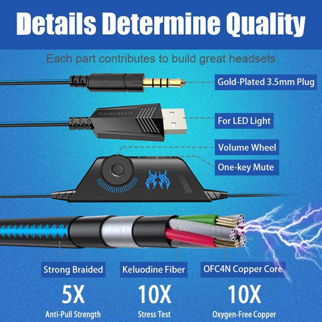 Wired Stereo Gaming Headphones with Noise-Cancelling Microphone & LED Lighting
