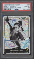 Monkey D Luffy One Piece Card Game ST29 Black & White Alternate Art #001 PSA 10