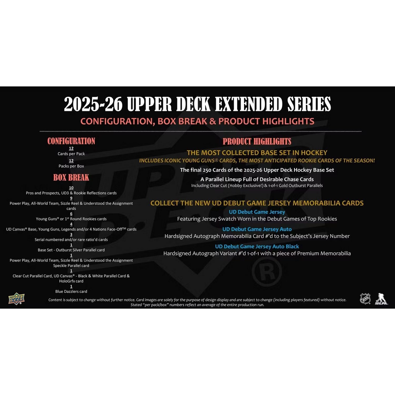 2025-26 Upper Deck Extended Series Hockey Hobby Box *Contact Us To Order*