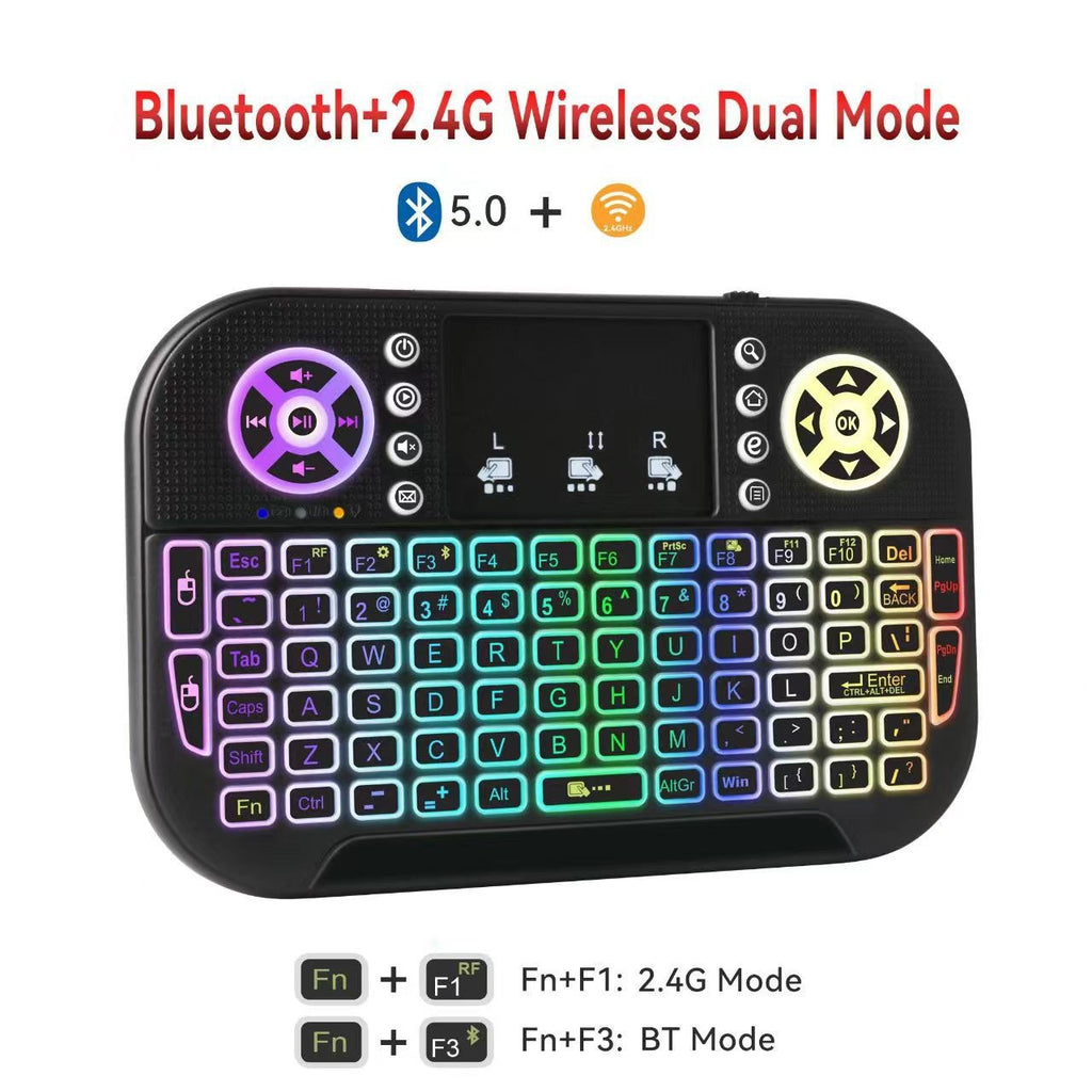 Mini Wireless Keyboard with Touchpad – Bluetooth 5.0 & 2.4GHz RGB Backlit Keyboard