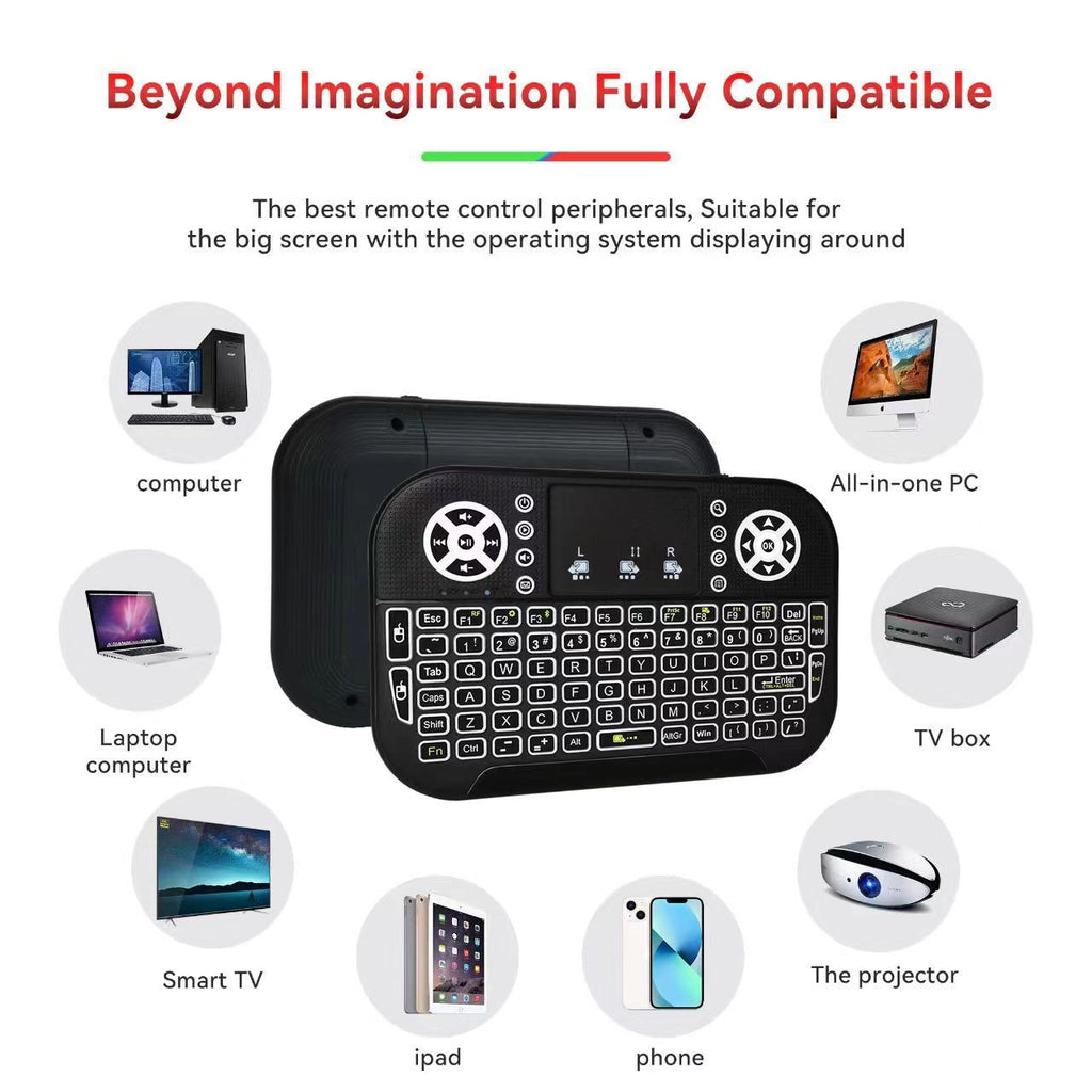 Mini Wireless Keyboard with Touchpad – Bluetooth 5.0 & 2.4GHz RGB Backlit Keyboard