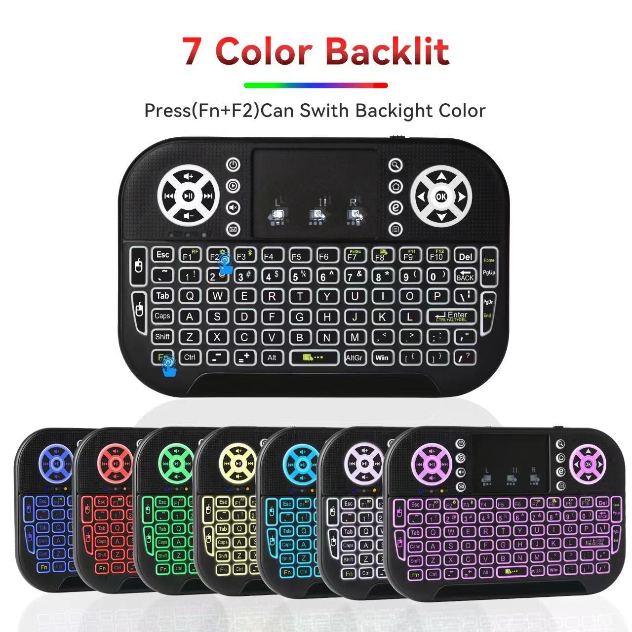 Mini Wireless Keyboard with Touchpad – Bluetooth 5.0 & 2.4GHz RGB Backlit Keyboard