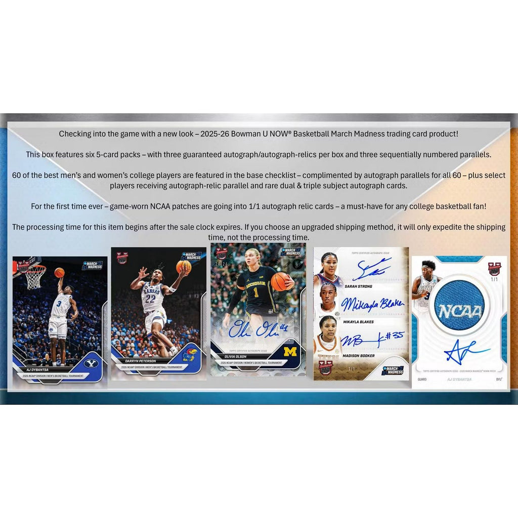 2025-26 Bowman University NOW March Madness Basketball Hobby Box