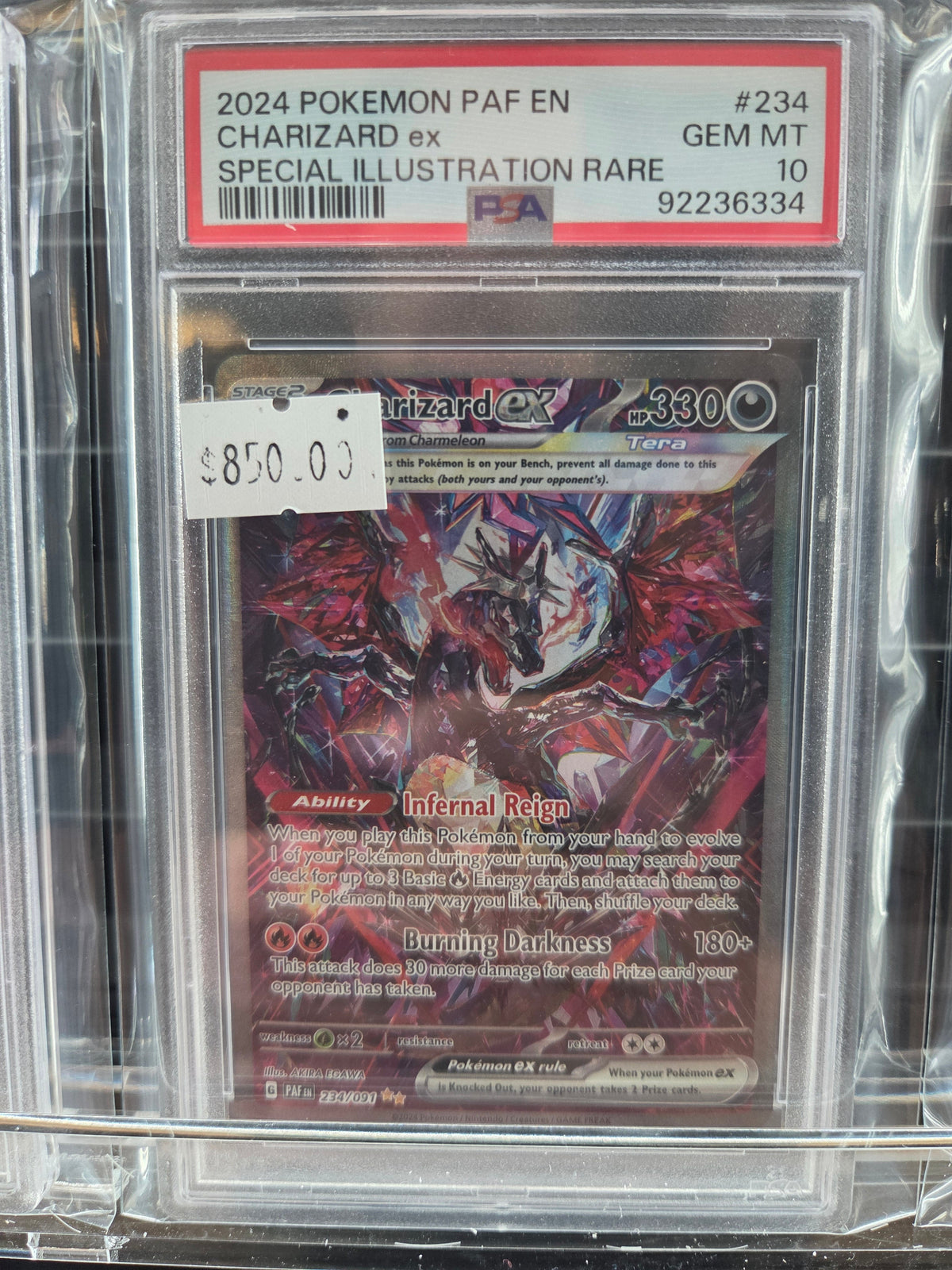 2024 POKEMON PAF EN-PALDEAN FATES #234 CHARIZARD ex SPECIAL ILLUSTRATION RARE psa 10